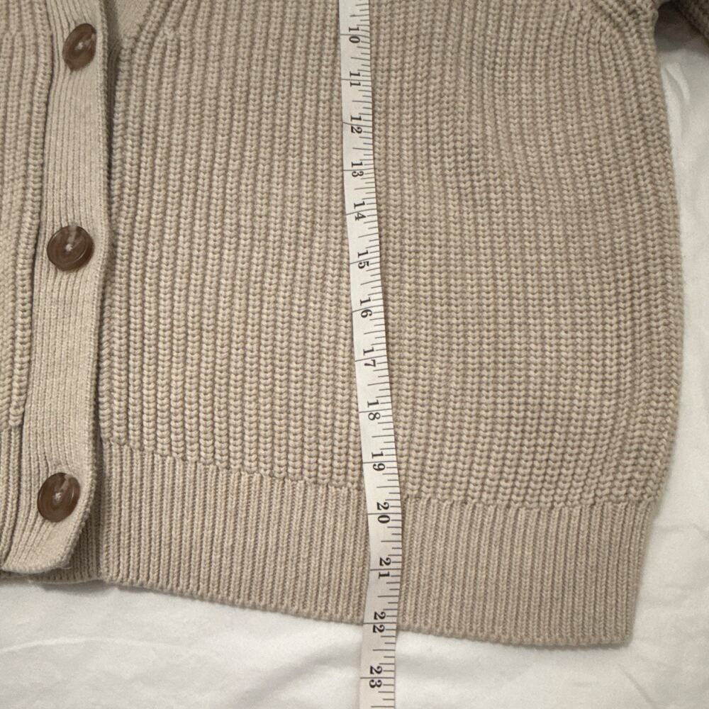 Quince Women's Beige Solid Rib-Knit V-Neck Cottage Core Grany Cardigan Sweater S - Picture 6 of 6